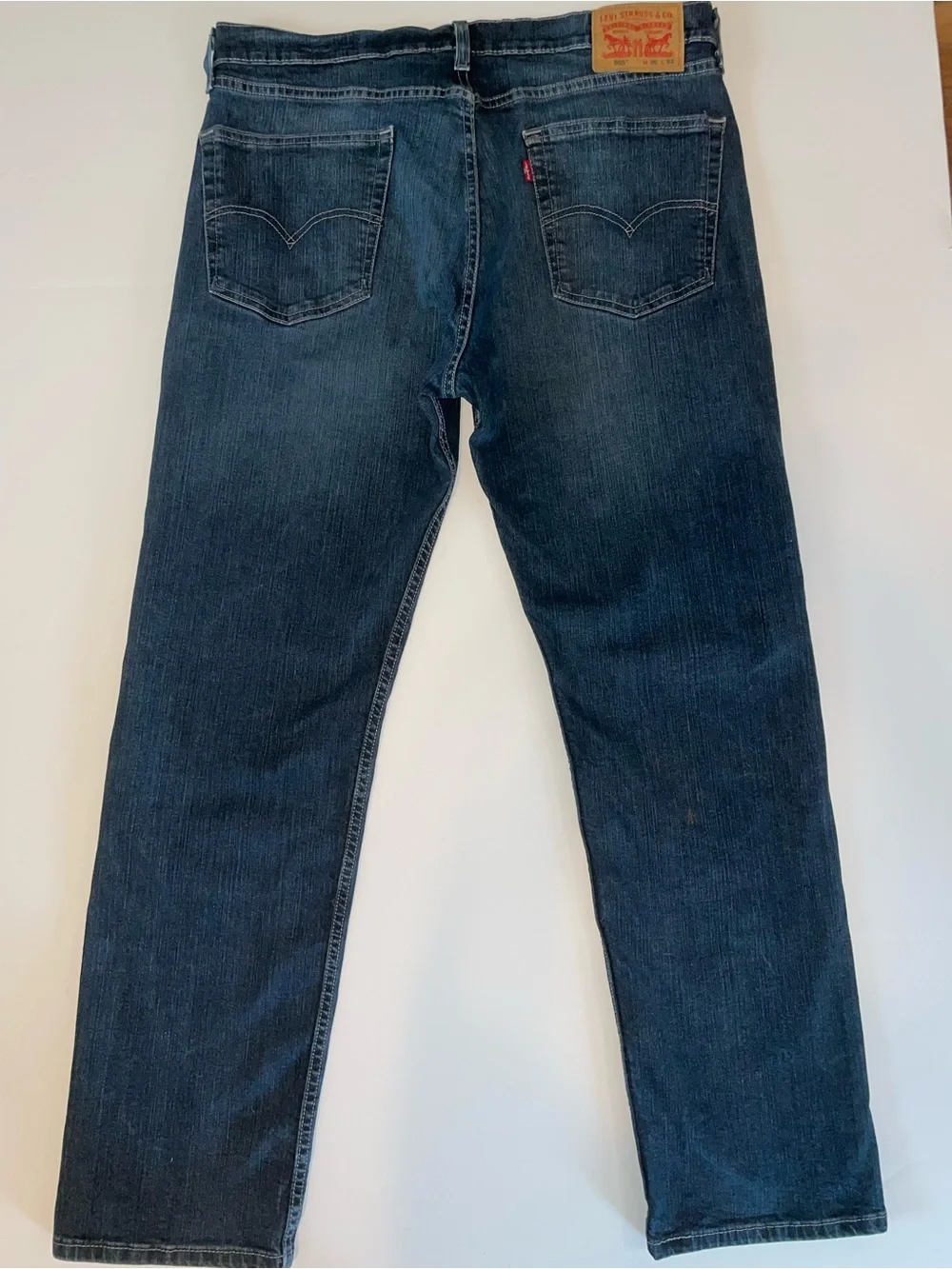 Levi's 505 Regular Fit Straight Leg Jeans Dark Wash Denim Men's Size 36x32